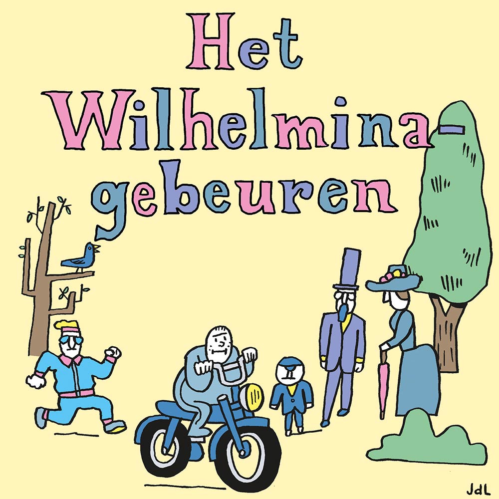 Getekende titelillustratie van Het Wilhelminagebeuren